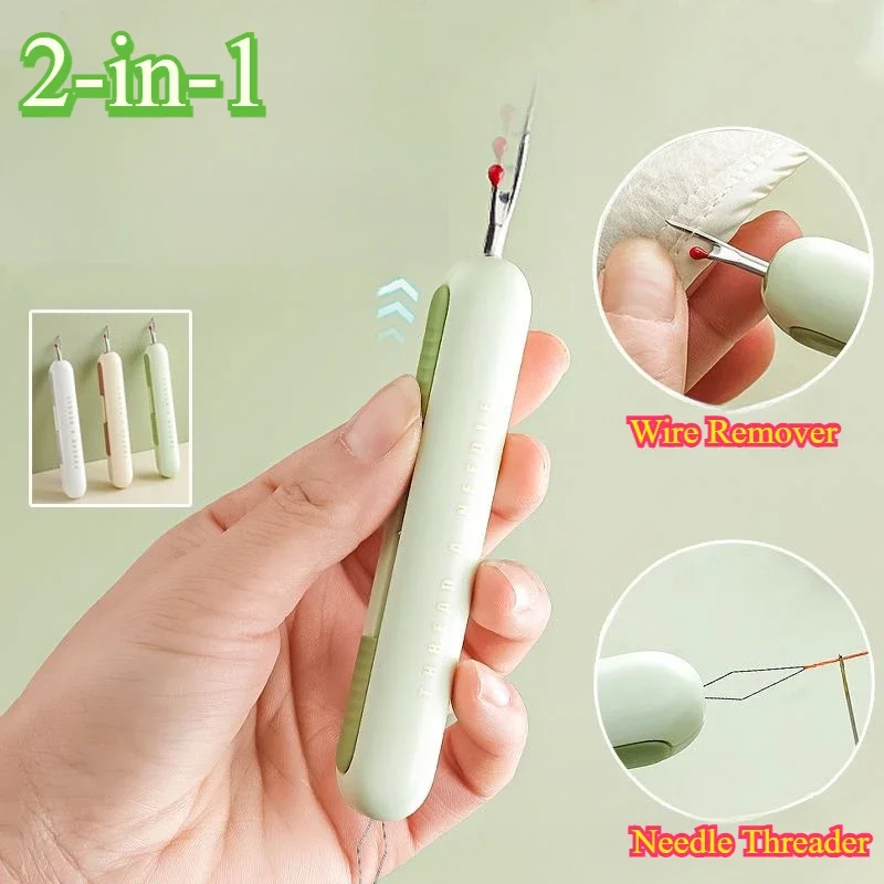 2-in-1 Double Head Needle Threader Manual Threader Stitching Remover Household Sewing Accessories Double End Design Needle Work