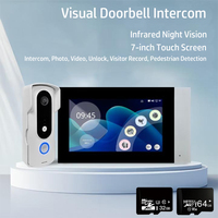 2 Wired Video Intercom System with 1080P Camera and 7 Inch Touch Monitor WiFi Video Door Phone Kit Motion Detect No Monthly Fees