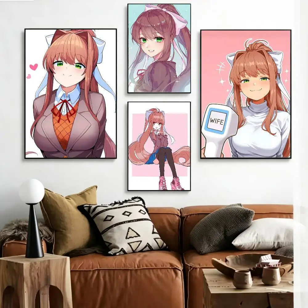 VN DDLC M-MonikaVN Poster HD Self Adhesive Waterproof Wall Art Ideal for Home Office Dorm