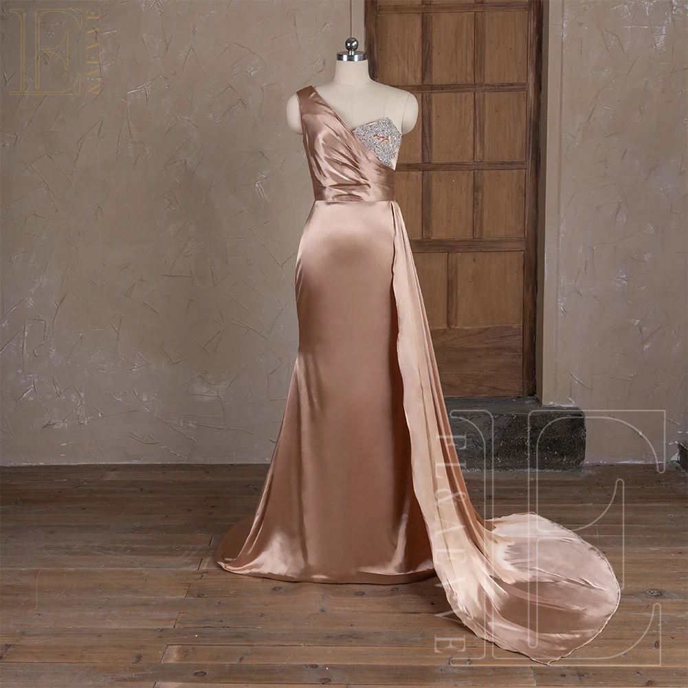 Glitter Crystal Bridesmaid Dresses Champagne Satin Wedding Party Gown for Bridesmaids Formal Dress Elegant Gowns Robe Customized