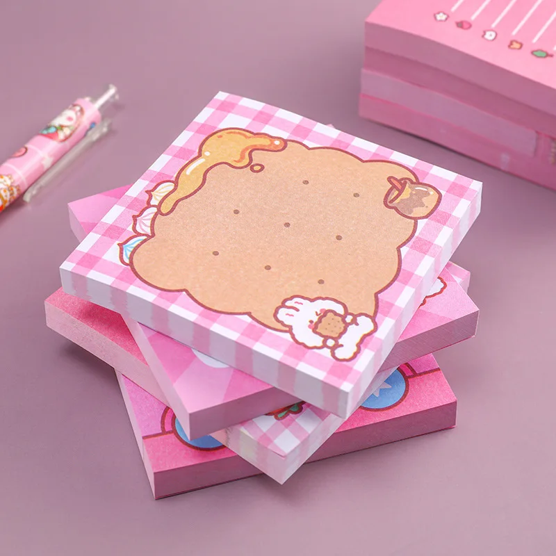 50sheets Kawaii Pink Cartoon Notepad Cute Sticky Notes Aesthetic Stationery Supplies Office Accessories Material Paper
