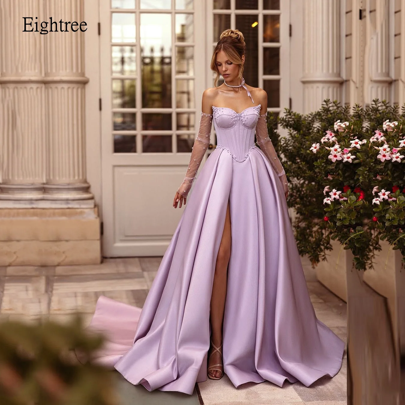 

Eightree Classic A-line Formal Prom Gowns Sweetheart Neck Evening Dress Pearl Princess Long Women Party Dresses Customized