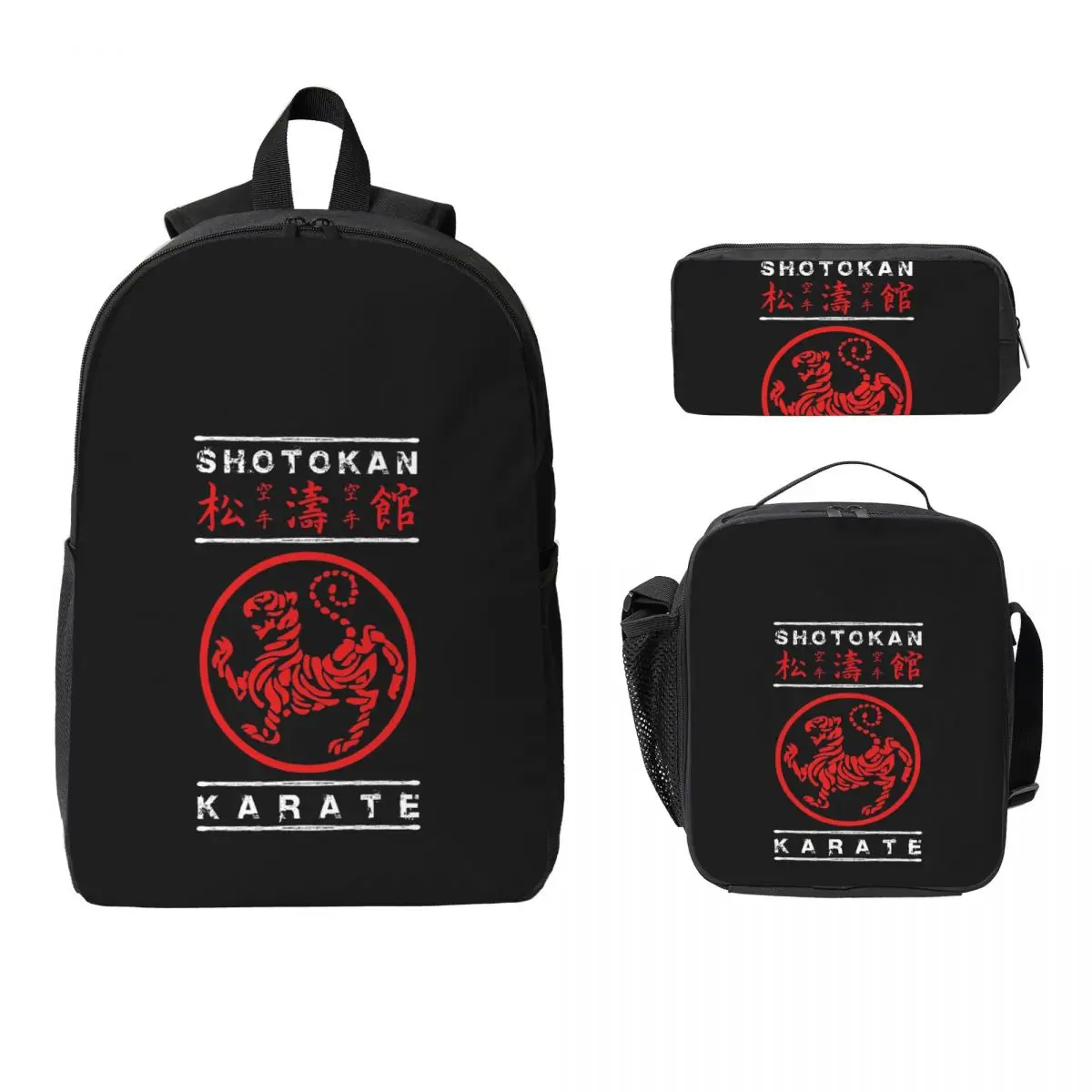 

Shotokan Karate White Text Backpack Boys Girls BookBag School Bag Computer Shoulder Bags 3ps Insulated Lunch Bag Pencil Case
