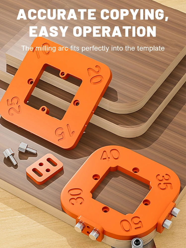 Houtbewerking Router Hoekradius Sjablonen Jig R10 tot R50 Routing Gebogen Hoeken Frezen Circulaire Radiaal Hardheid ABS Tool