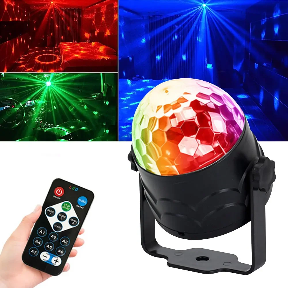 Disco Ball Light Sound Control Led Lighting Disco Car Atmosphere Light Decoration USB Color Remote Control Stage Light