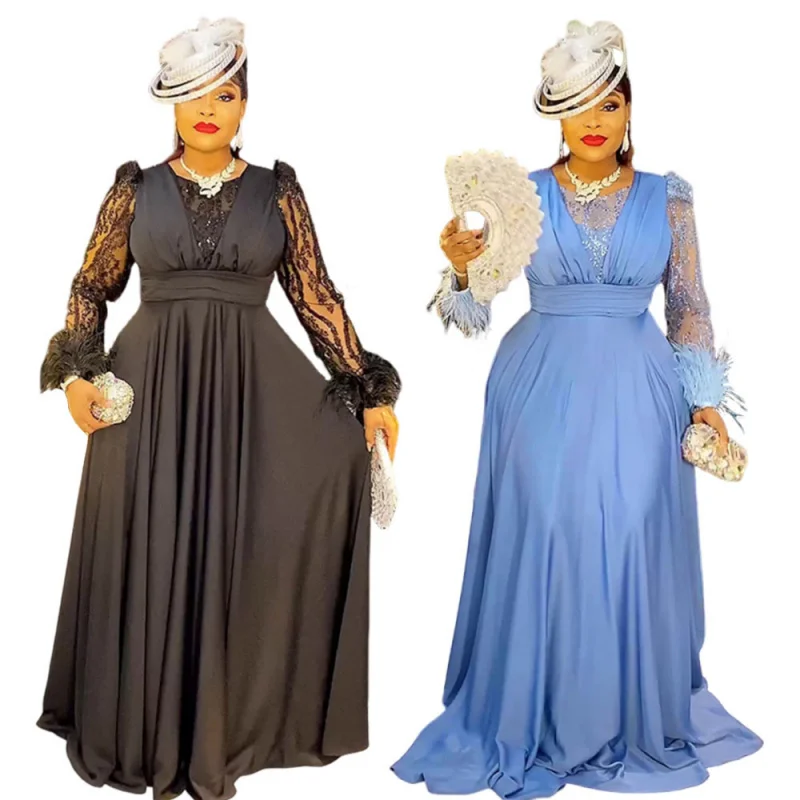 Abiti africani per donna Taglie forti Dashiki Abito lungo maxi con paillettes Elegante abito da sera da sposa musulmano turco Abiti africani