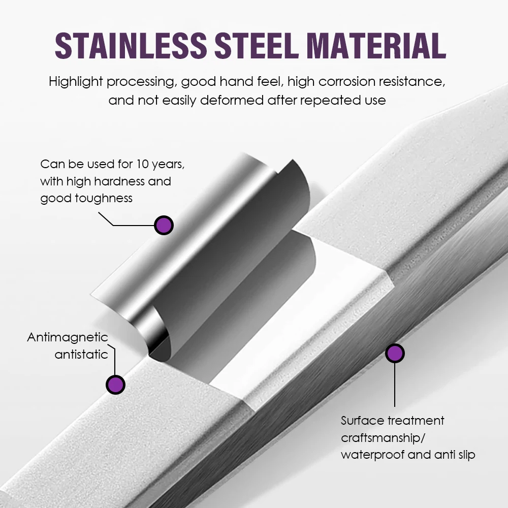 1/2 Pinzette per ciglia in acciaio inossidabile importate di alta qualità Individuali ad alta elasticità Buona durata Strumenti per il trucco delle ciglia Forniture