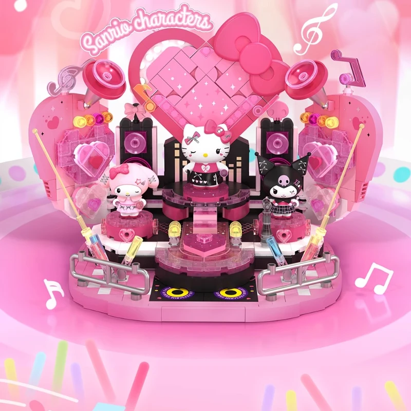 

AREAX Sanrio Series Opera House Scene Строительные блоки Kuromi Hello Kitty Pochacco Cinnamoroll Кирпичи Модель Детские игрушки Подарки