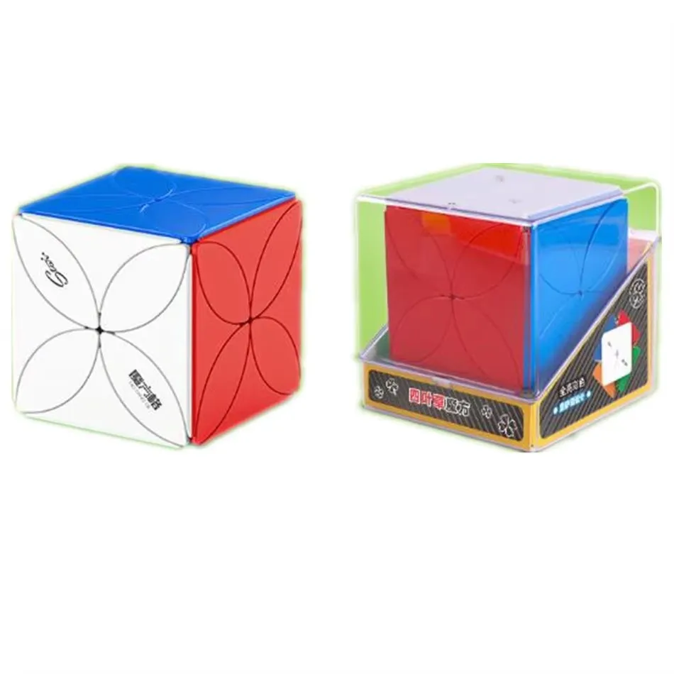 QIYI Klavertje Vier Magische Kubus Stickerloze Puzzel 4-Blad Kubus Snelheid Educatief Speelgoed Voor Kinderen Studenten