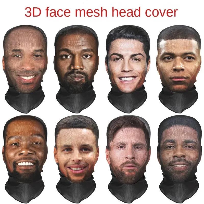 3D Printed Messi Mask Elastic Mesh Full Face Mask for Men Women Cosplay Headwear Hip Hop Fashion Balaclava Hood Hat Headgear