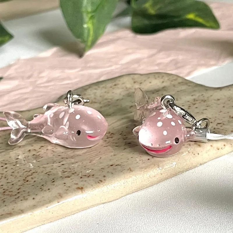 

1pc Cute Resin Pink Whale Shark Phone Charm, Kawaii Ocean Animal Lanyard Strap, Mobile Phone Keychain Decorative Accessory