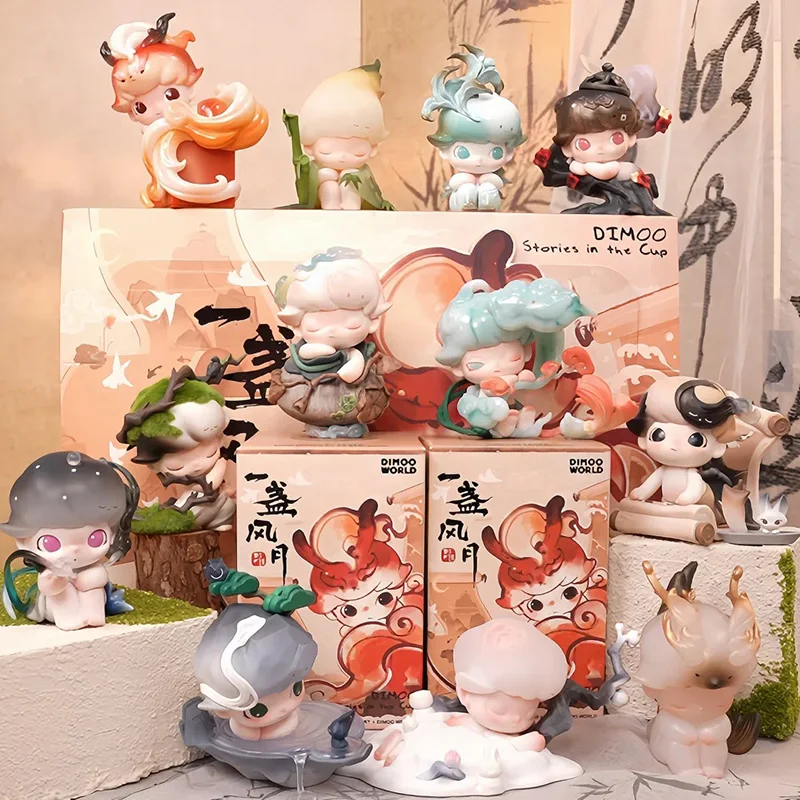 

Подлинная серия POP MART Dimoo Stories In The Cup, экшн-фигурки, игрушки, милые куклы Dimoo, модная модная коллекция, подарок-сюрприз