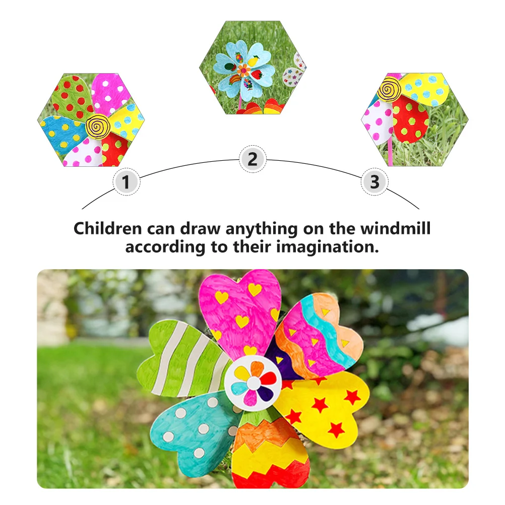 8 قطعة طواحين الهواء الورقية الفارغة الإبداعية دهان داي مجموعة رسم تعليمية للأطفال طاحونة فارغة اللوحة ألعاب تعليمية #4