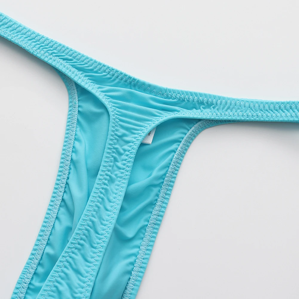 Men Ice Silk G-string Low Rise Sexy Lingerie Gay Sissy Bulge Pouch T-back Soft Underwear Gay Brief Thong Extreme Men's Panties
