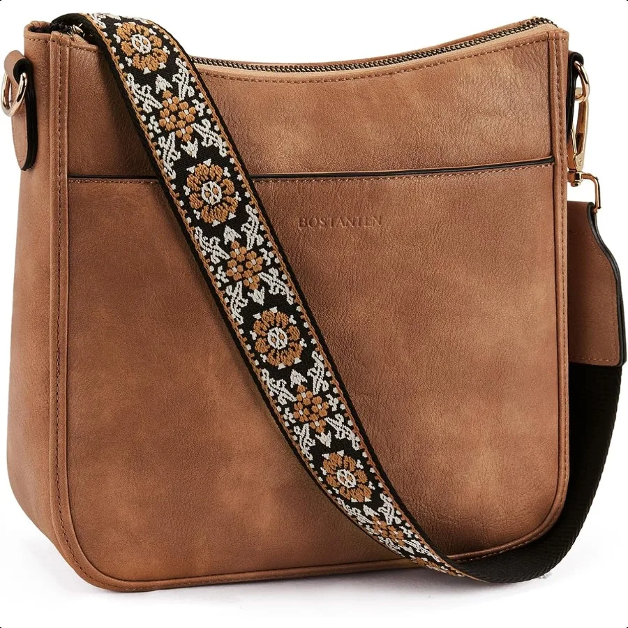 

BOSTANTEN Crossbody Bags for Women Trendy Vegan Leather Hobo Purses Shoulder Handbags With Wide Shoulder Strap