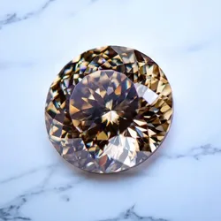 Moissanite Stone Natural Color Champagne Round Shape 100 Faceted Cut Lab Grown Diamond Charms Jewelry Gift with Certificate