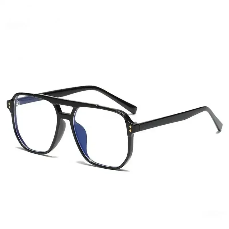 Retro Eye Protection Ladies Optical Spectacle Eyeglass Double Beam Square Large Glasses Vintage Anti Blue Light Plain Glasses