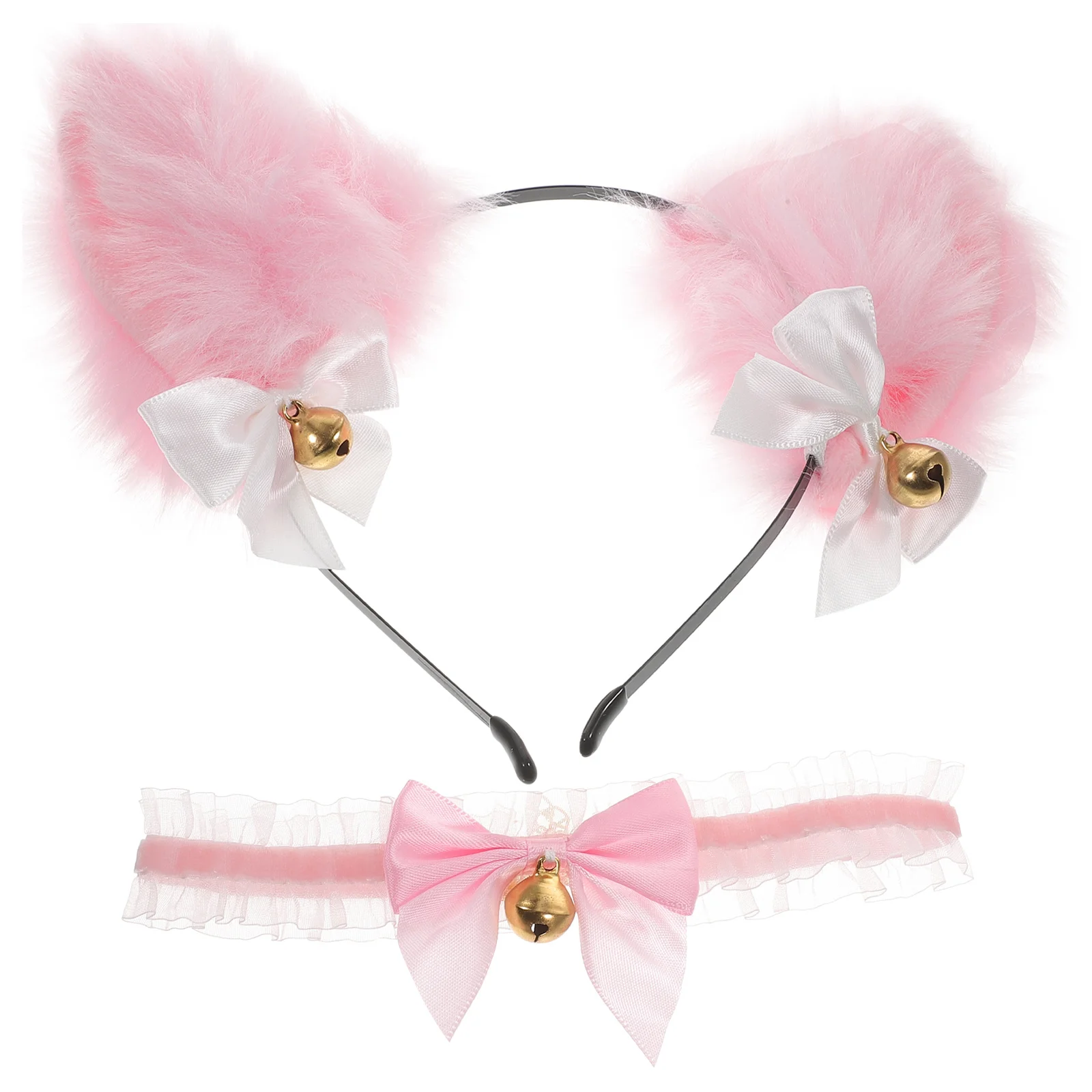 

Cat Ears Headband Choker Necklaces Bell Pvc Costume Accessories Girls Lovely Comfortable Cosplay Party Stage Performance