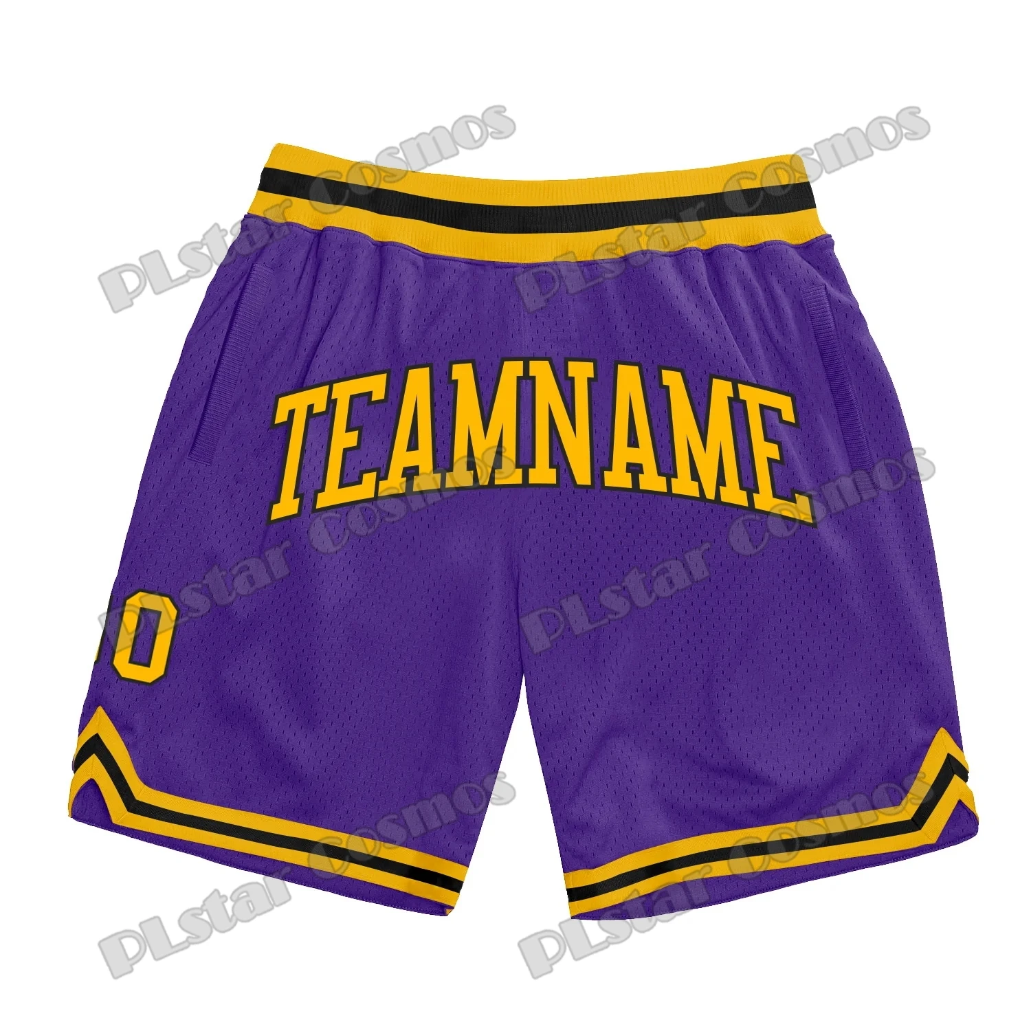 Personalized Name & Number Purple Gold-Black 3D Printed Men's Basketball Shorts Youth Summer breathable Mesh Sports Shorts LQD17