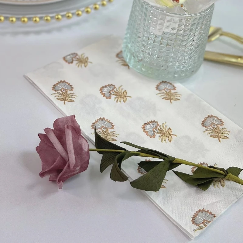 20pcs/Pac 33*40cm Floral Flower Printed Napkin Rectangle Paper Napkin Decorative Cup Flower Placemat Butterfly Bone Bart Paper