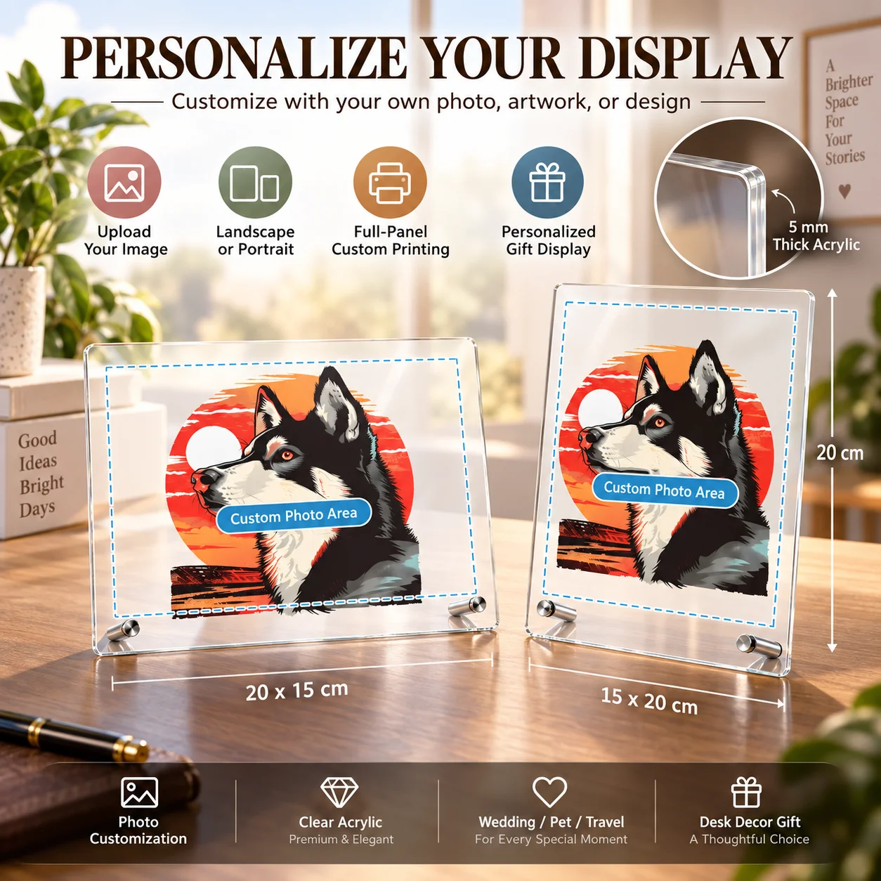 Picture Custom Acrylic Desk Calendar Personalized Photo Calendar Stand Tabletop Decor Gift for Home Office Family Memory