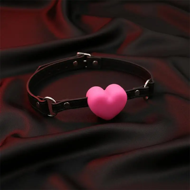 For Couples Flirting Sex Products Toys BDSM Heart Gag Leather Silicone Solid Ball Mouth Slave Oral Fixation Stuffed Adult Games view 4