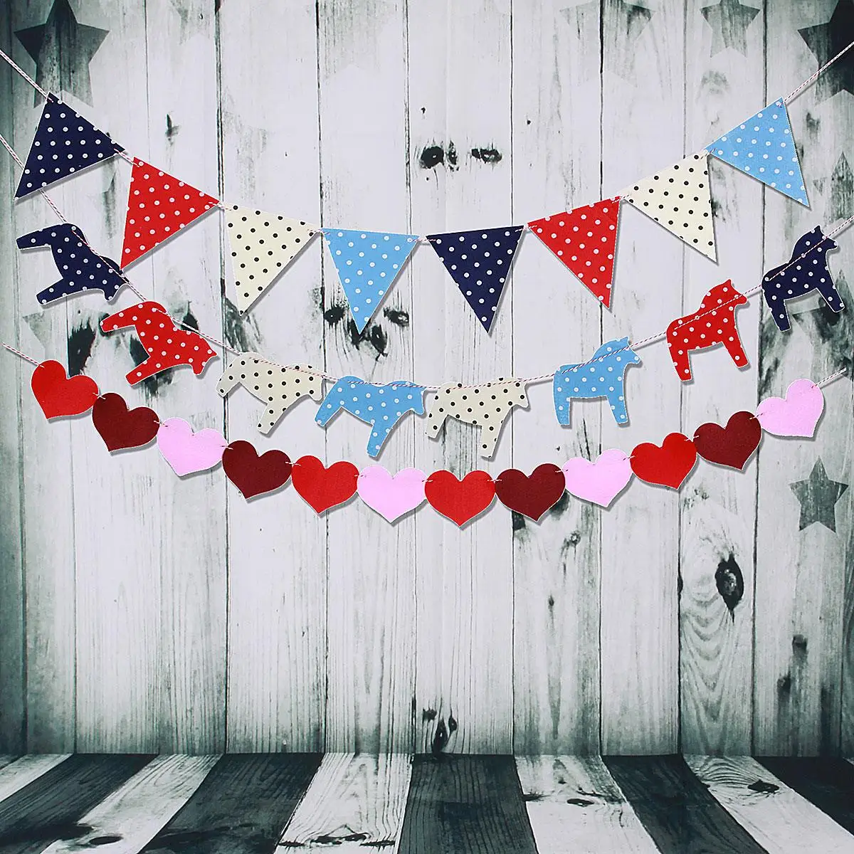 Birthday Party Banner Color love colt polka dot non-woven flag Children Party Decoration