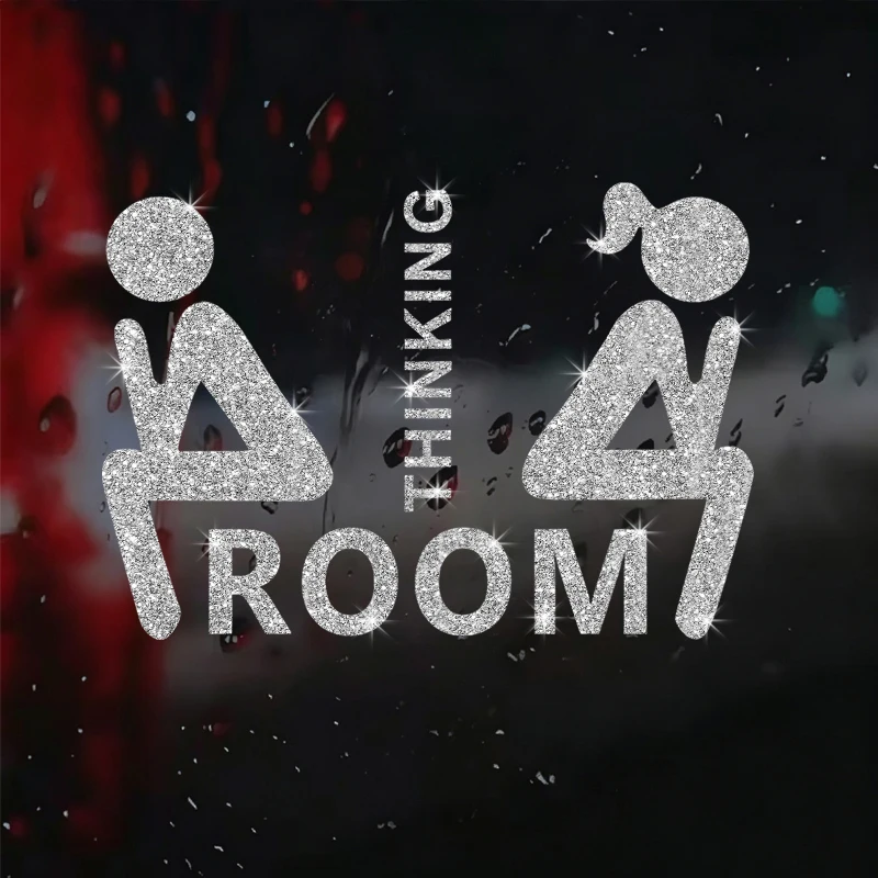 Thinking Room Vinyl Sticker, Thinking Toilet Decals Wall Decor, Toilet Door Glittering Vinyl Decal, Office Decor