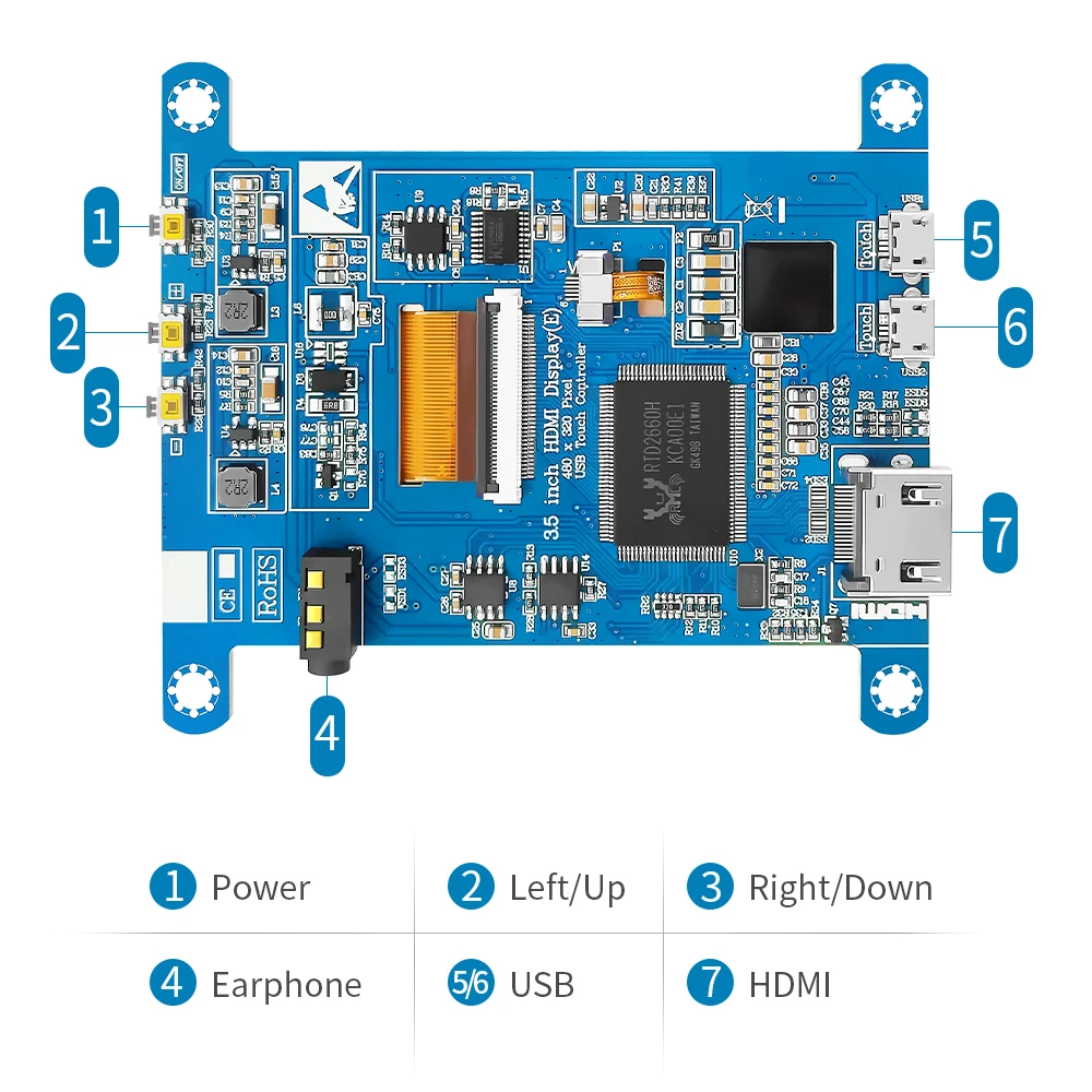 Mini pantalla LCD HDMI de 3,5 pulgadas, 480x320, Compatible con Raspberry Pi 400, 4, + 3B 3B, Windows, pantalla táctil