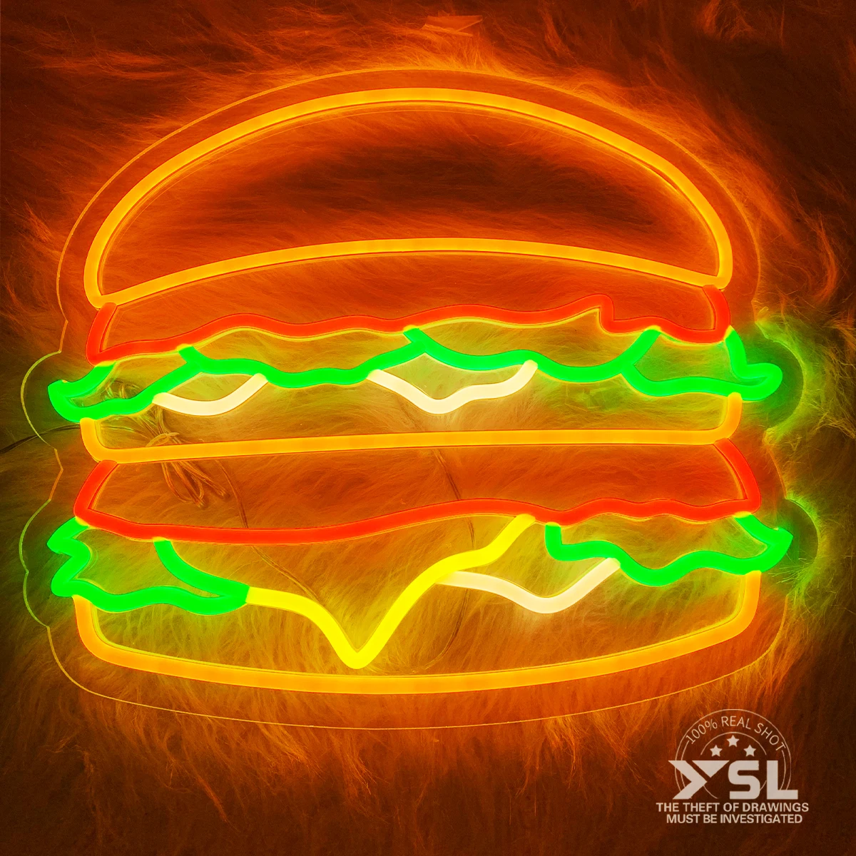 Hamburger shape neon custom-made, applicable to restaurants hamburger shop shop led neon lights to create an atmosphere