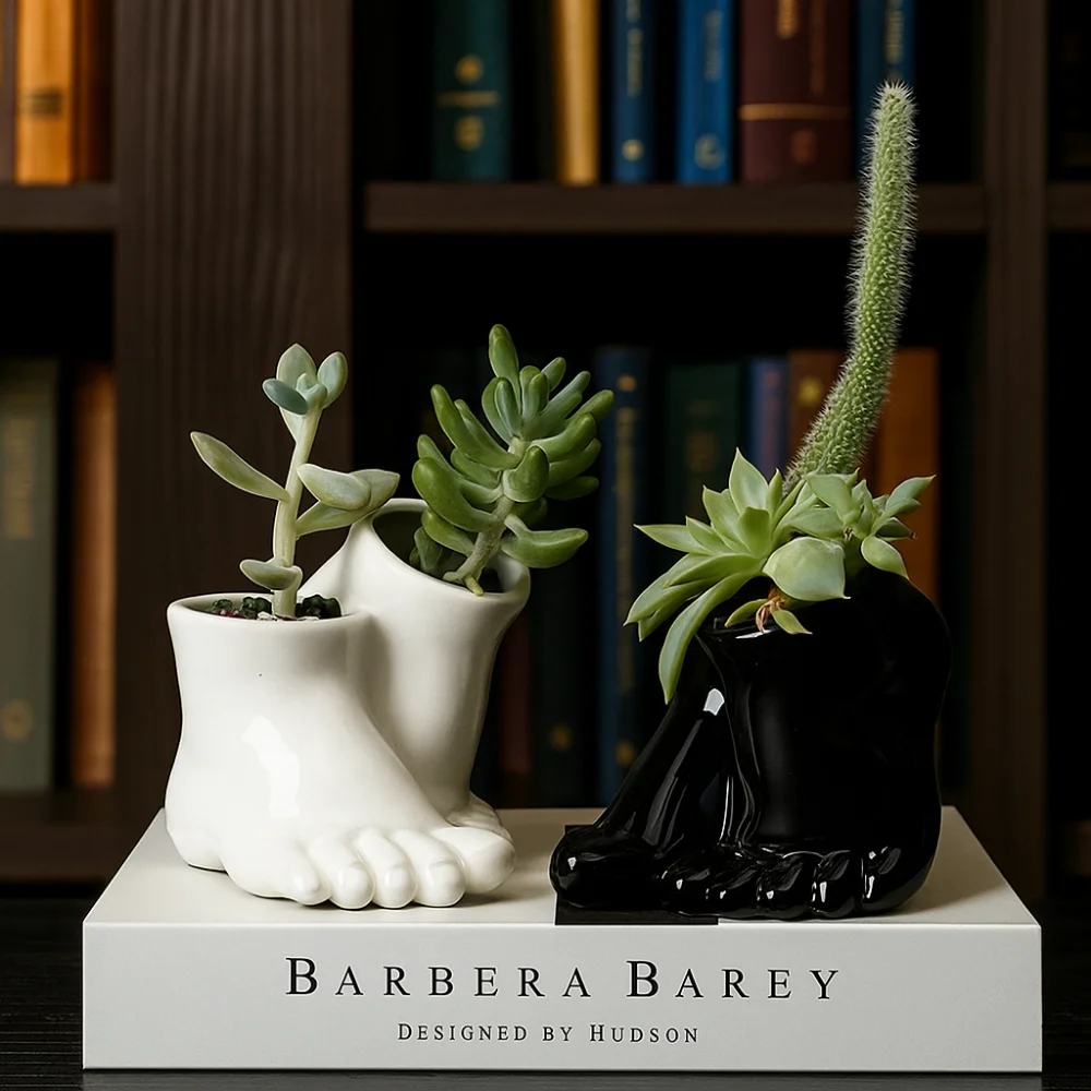 

Ceramic Feet Shape Flower Pot Decorative Funny Hydroponic Flower Holder Plant Pot Flower Arrangement Container Office