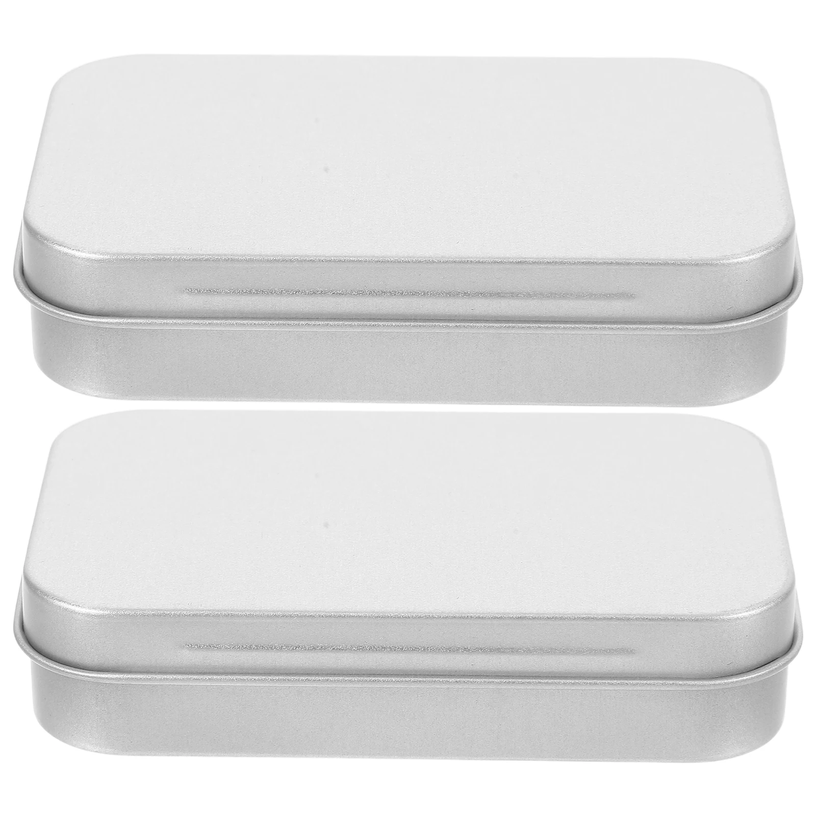 

2pcs Tinplate Candy Box Small Containers Empty Metal Boxes Mini Storage Portable Hinged Lid Design Versatile Storage Solution