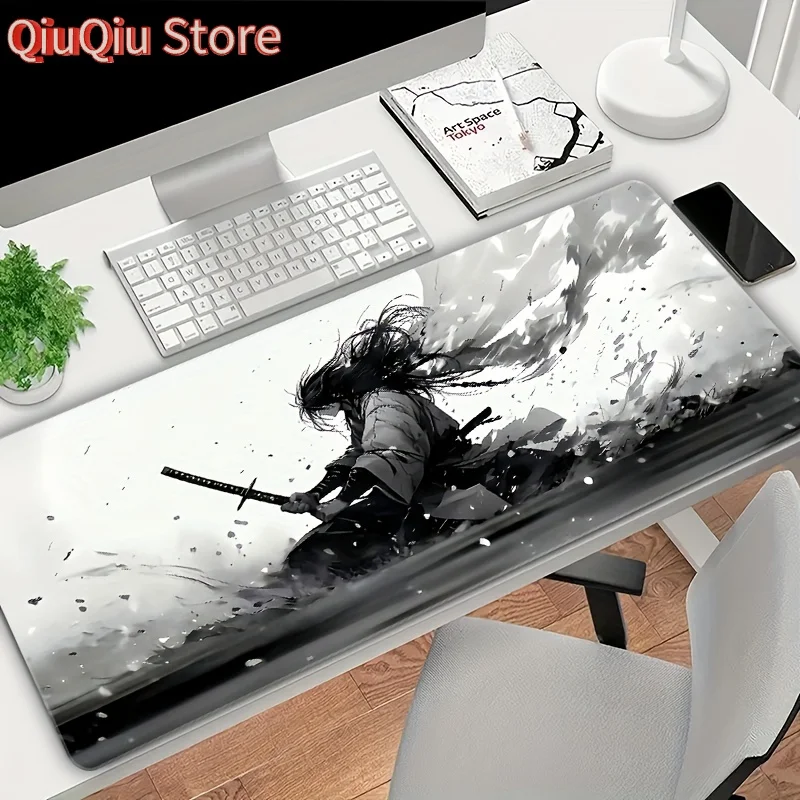 

Japanese Samurai Ink Painting, Extra Large Mouse Pad, Rectangular Non-Slip Rubber Material with Precision Stitching, Suitable fo