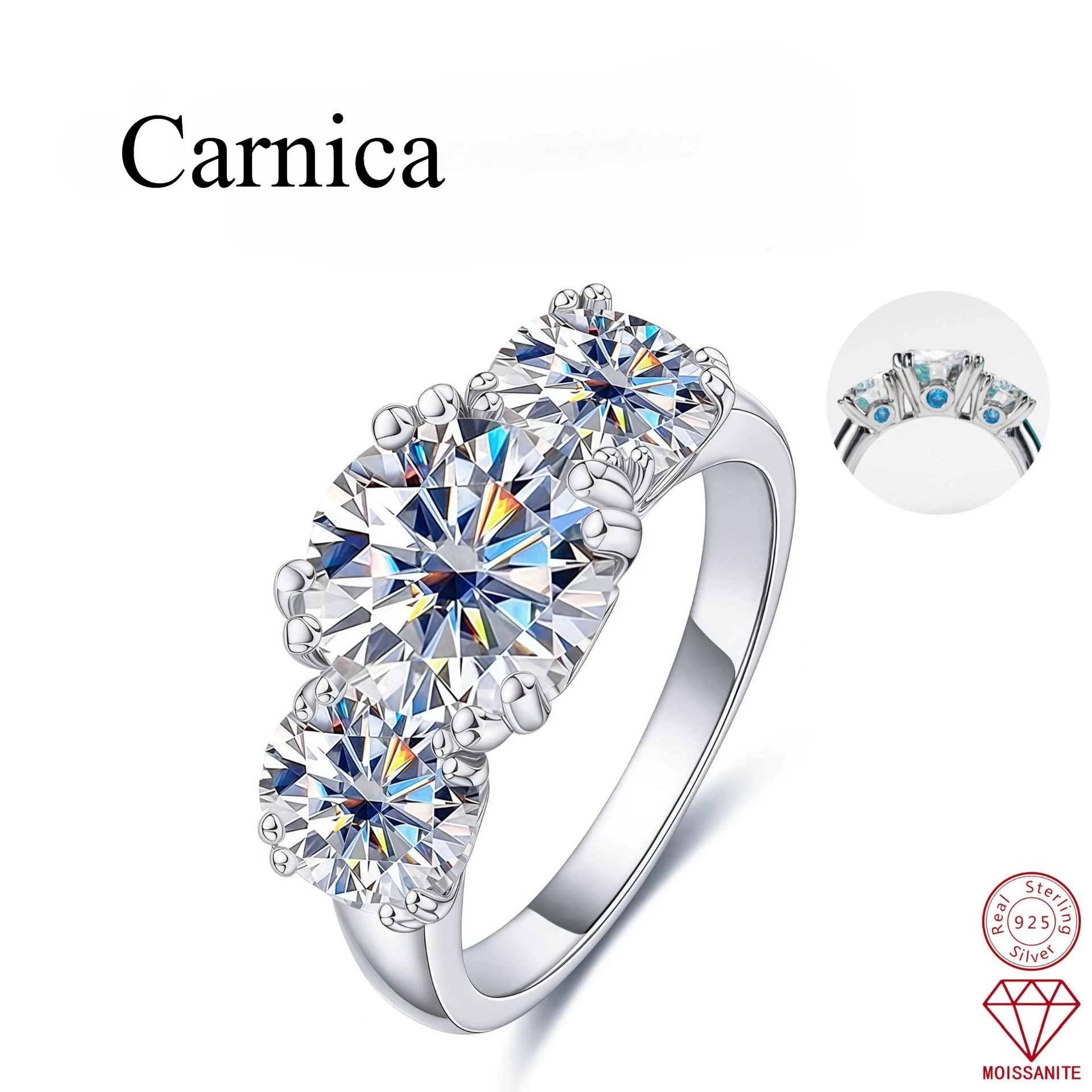 

Кольцо Carnica Luxury из стерлингового серебра 925 пробы с муассанитом 5 карат, цвет D, с закрытой оправой, для женщин, GRA, бриллиантовое, свадебное украшение, подарок, хит продаж