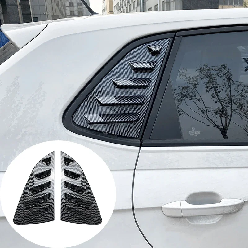 

Car Rear Window Shutter Cover Trim Window Louver Side Auto Vent Shutter Panel Gloss Black For Volkswagen VW Polo MK6 2018+