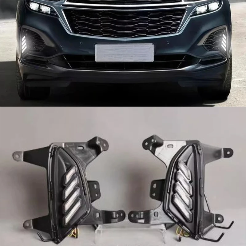 

Car Led Daytime Running Light Front Fog Lamp DRL Yellow Dynamic Turn Signal For Chevrolet Equinox 2021 2022 2023 2024 2025