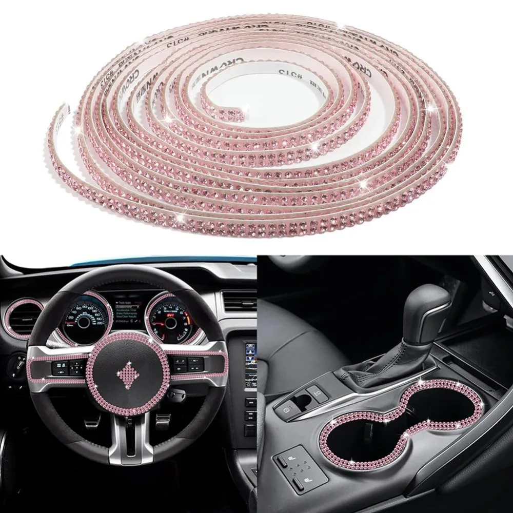 Universal Crystal Diamond Car Molding Trim Strip 5M Flexible Car Bling Decoration Auto Interior DIY Car Decorative Stickers