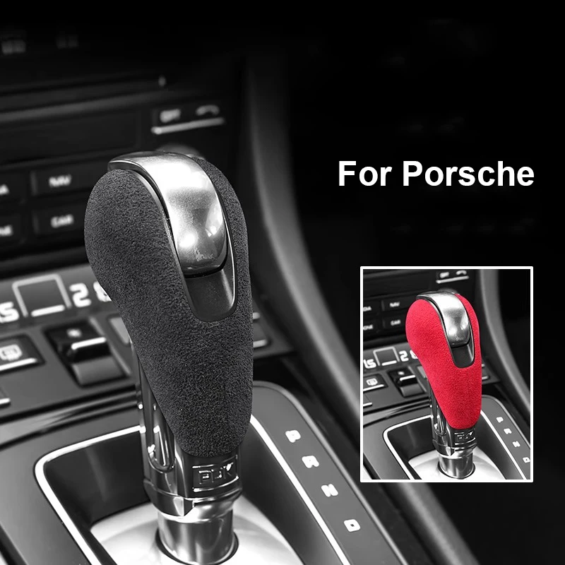 

For Porsche 718 911 Macan Panamera 970 Cayman Boxster Suede Car Gear Head Lever Shift Knob Cover Protector Decoration Accesrioes