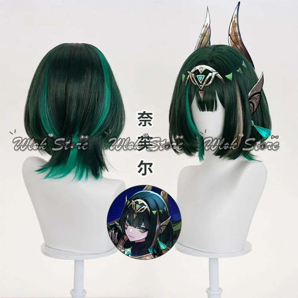 Game Genshin Impact Nefer Cosplay Wig Heat Resistant Synthetic Hair Green For Men Women Halloween Party Carnival Role Play Props