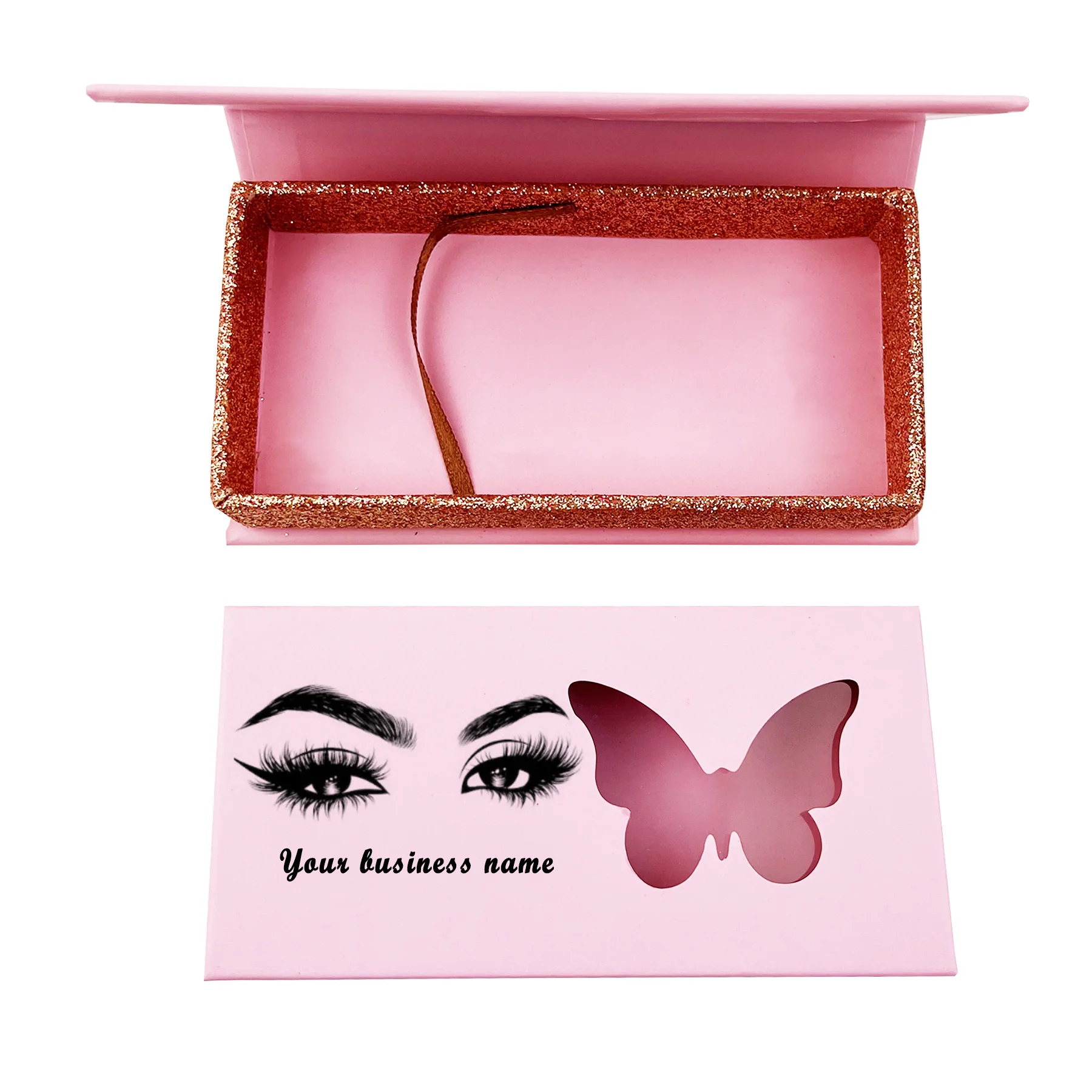 

FOXYFOX Wholesale Eyelash Magnetic Box Pink Heart Butterfly Eyelash Boxes Packaging Custom Brand Logo Mink False Eye-lash Case