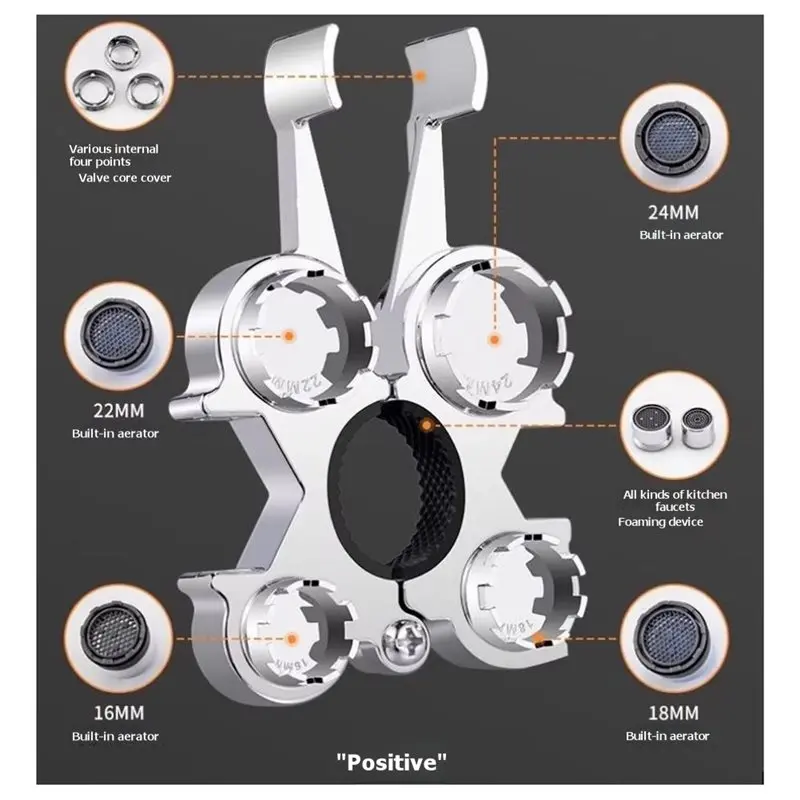 75STO-12-In-1 Multi-Function Faucet Aerator Wrench Tool Kit, Plumbing Repair Wrench With 4 Replaceable Aerators