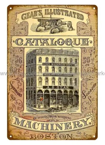 1872 Gear's Wood Iron-Working Machinery metal tin sign wall poster design sign