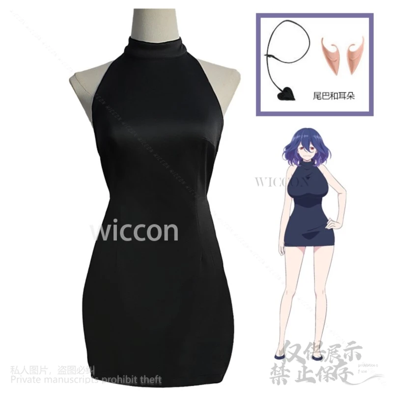 Anime Vermeil w złocie Cosplay Vermeil kostium seksowna sukienka Halter Neck sweter z odkrytymi plecami bez rękawów ogon róg rekwizyty dostosowane