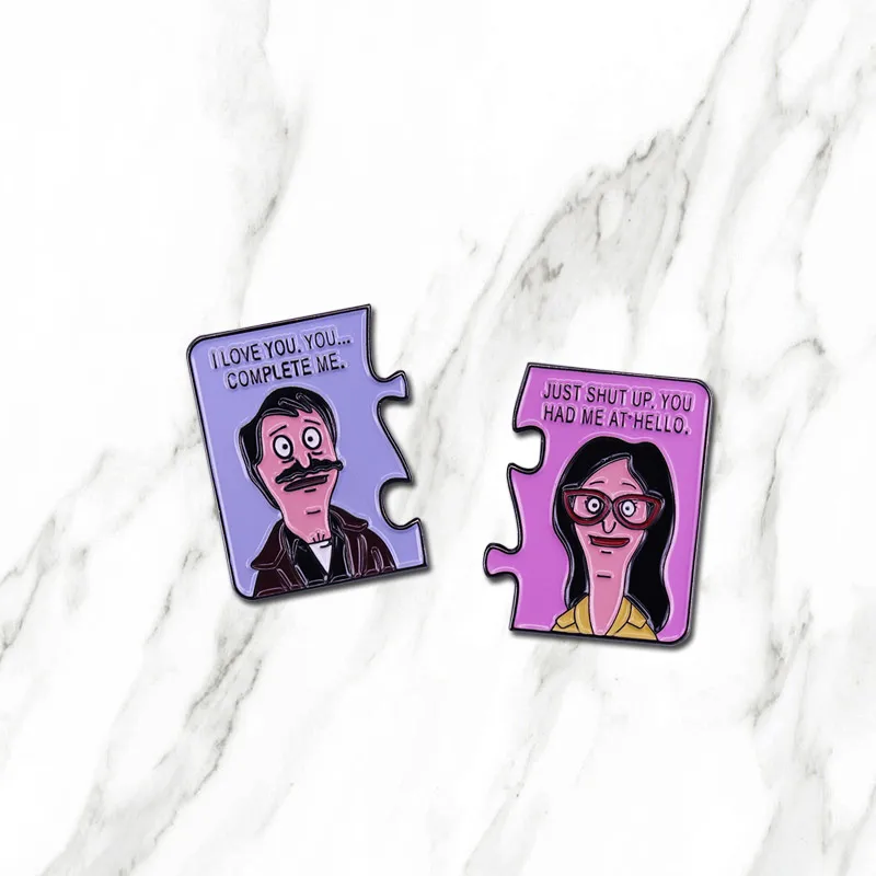 Bob Belcher And Linda Love Poems You Complete Me Enamel Pin Say The Words Of Your Heart To Your Sweetheart Through This Brooch