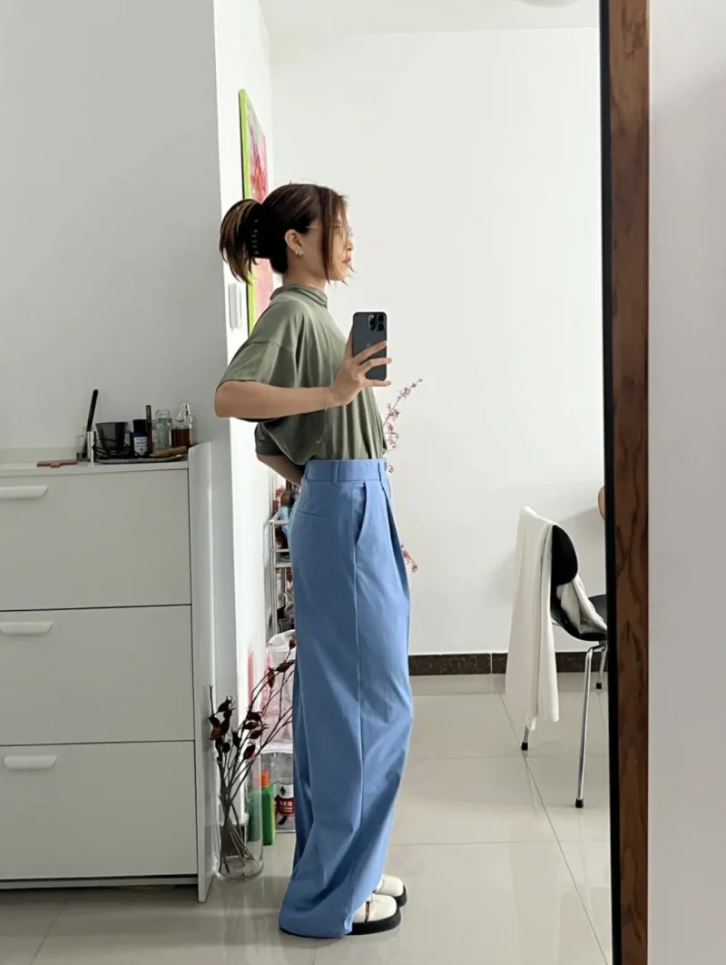 ETJ 2025 Nuovi pantaloni in crêpe da donna pendolari pantaloni casual a gamba larga all-in-one Pantaloni da tuta fresati in una varietà di colori