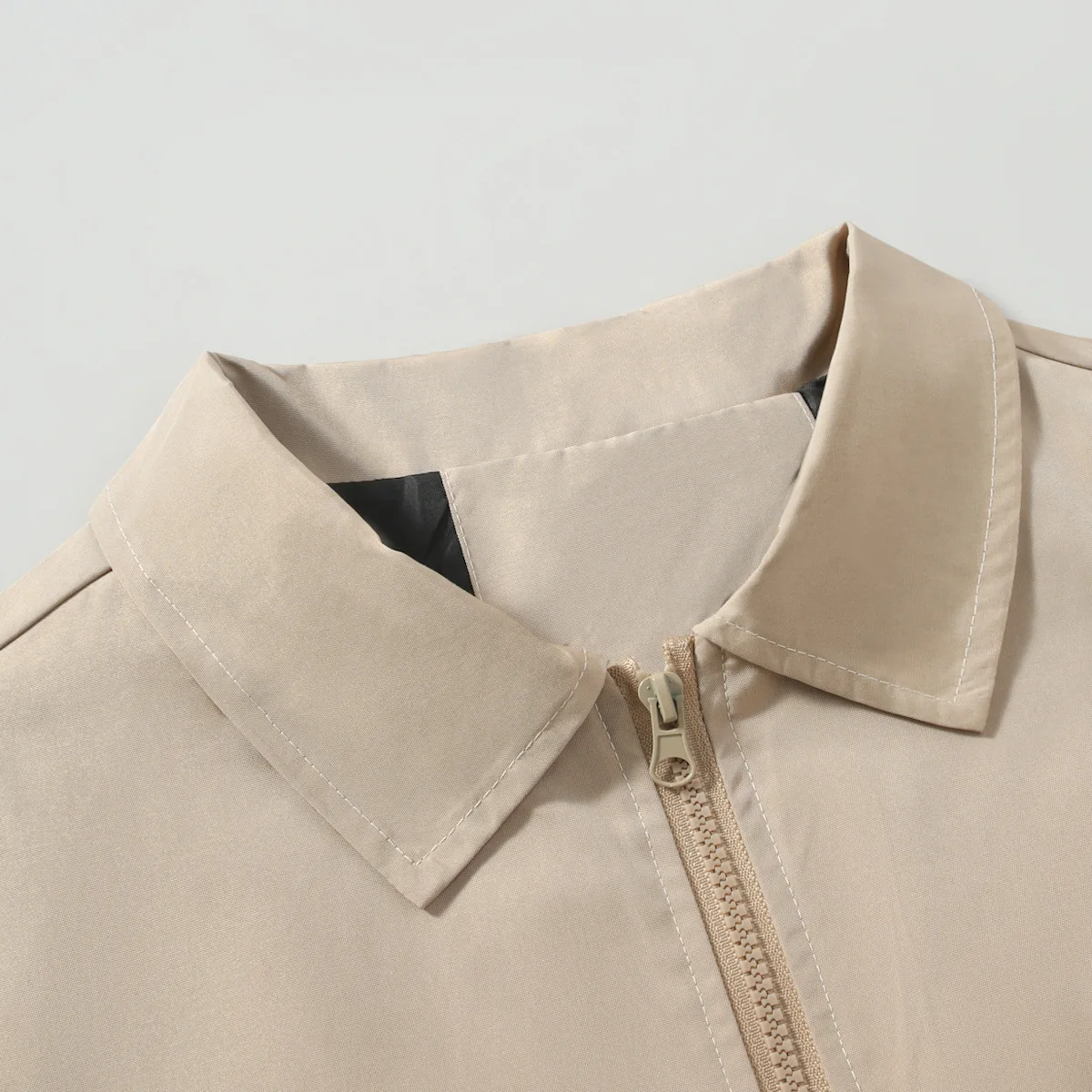 Frühling und Herbst Neue Baseball-Kragen Kurze Lose Einfarbige Jacke Herren Business Casual Dünner Mantel Trend – Detail 11
