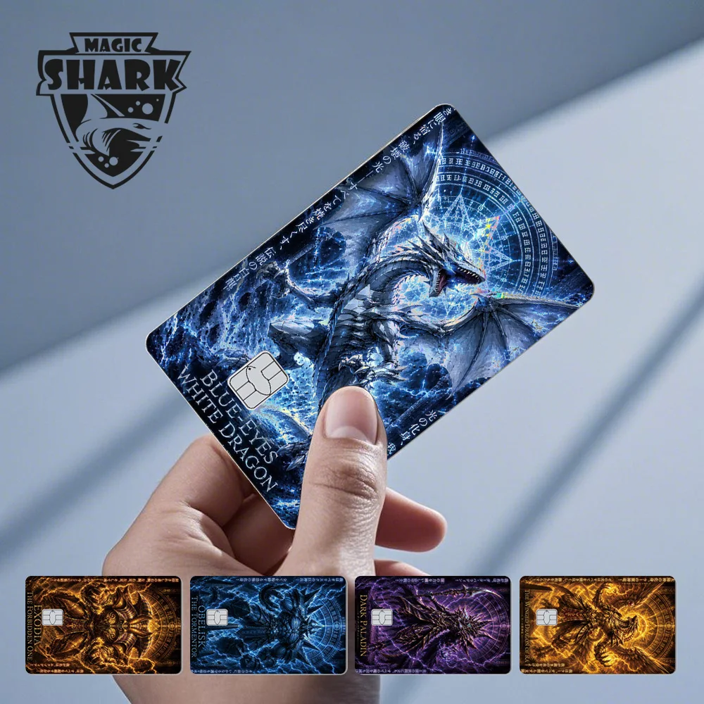 Magic Shark Hot Yo-gi-oh Dark Magican Girl Blue Eyes Dragon Holographic Laser Skin Sticker Film for Credit Bank Debit Card