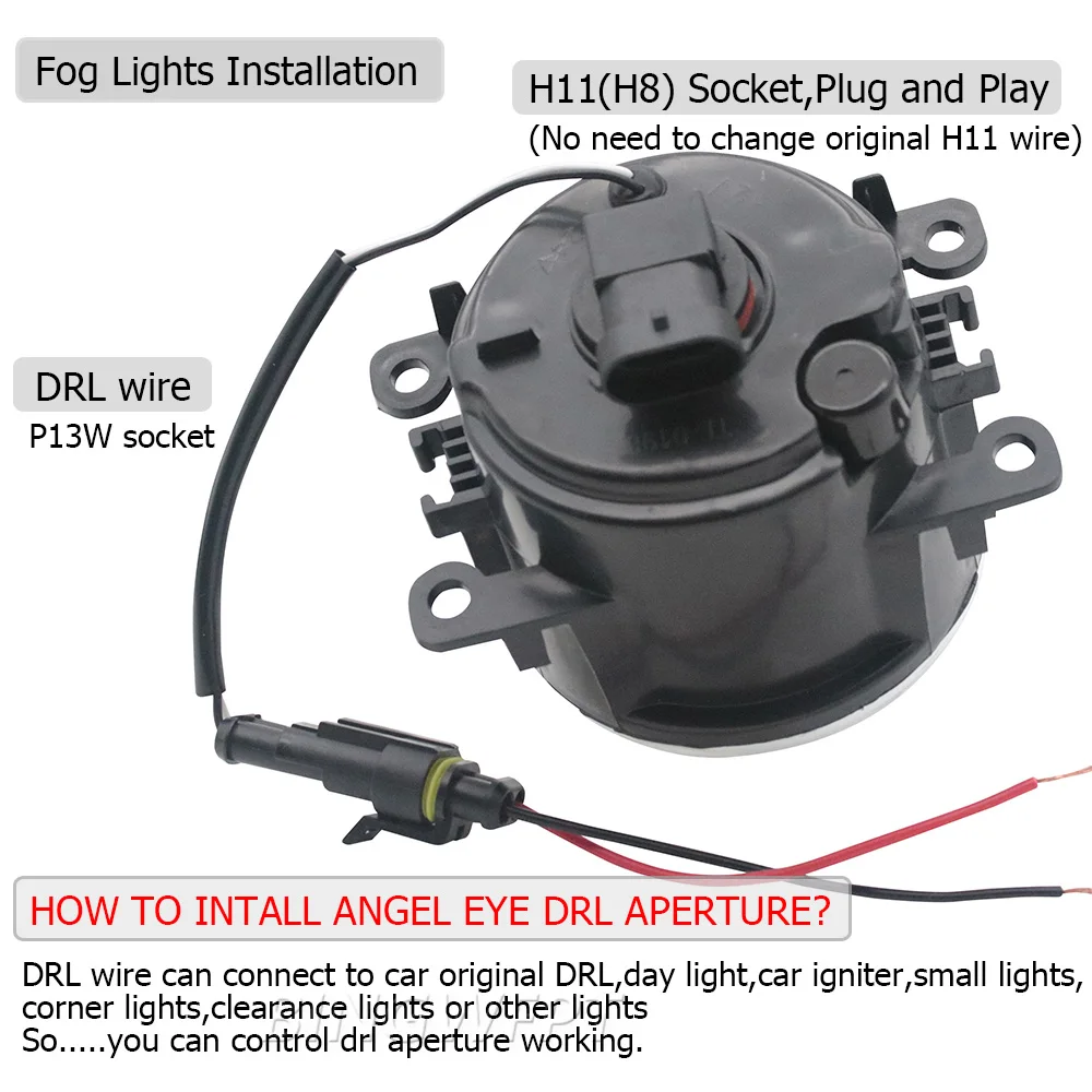 For Mitsubishi Outlander III 3 GG_W - GF_W - ZJ 2013 2014 2015-2018 Led Angel Eye DRL 12V Fog Lights Lamp Daytime Running Light