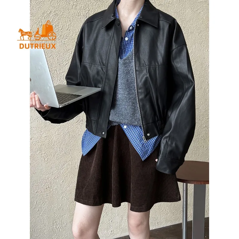 2025 New Autumn Women's Fashion Mid-Length Leather Jacket, 100% Genuine Sheepskin, Soft and Comfortable Coat for Woman