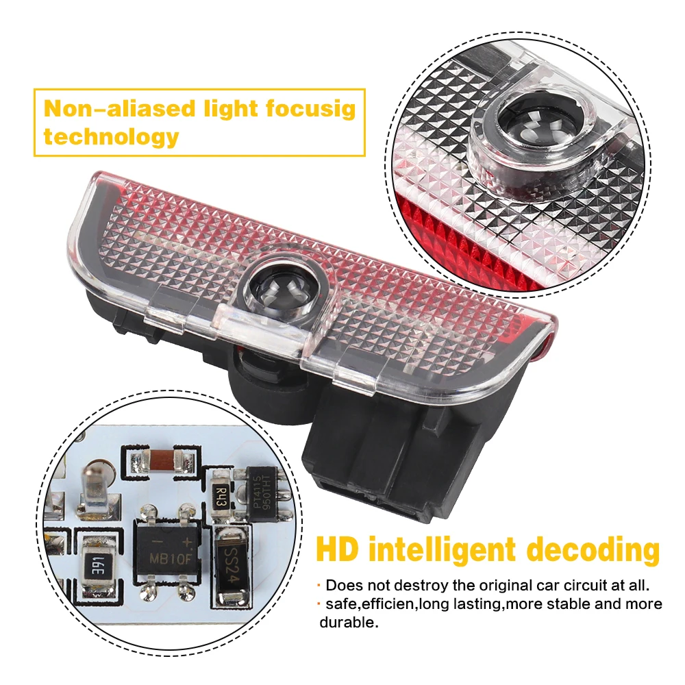 LED Car Door Ghost Shadow Logo Projector Welcome Light Accessories For Skoda Superb 2 MK2 3 MK3 3U 3V 3T B5 B6 B7 B8 2009 - 2020